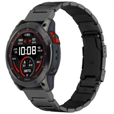 ACCEZZ  Bracelet en acier Titane mat Garmin Quickfit 26mm - Noir