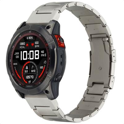ACCEZZ  Bracelet en acier Titane mat Garmin Quickfit 26mm - Titanium