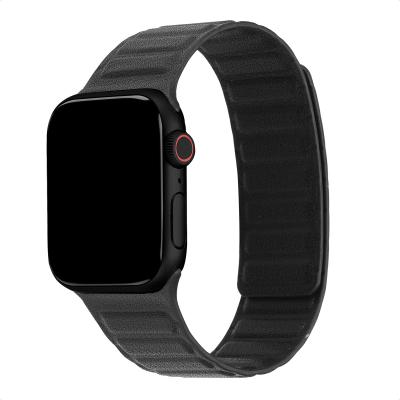 ACCEZZ  Bracelet en cuir v&eacute;ritable magn&eacute;tique Apple Watch  38/40/41/42 mm - Noir