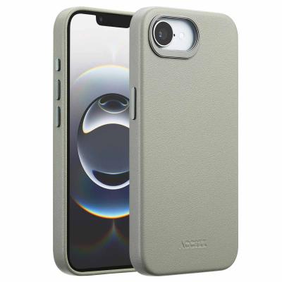 ACCEZZ  Coque arri&egrave;re en cuir avec MagSafe Apple iPhone 16e - Light Grey