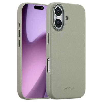 ACCEZZ  Coque arri&egrave;re en cuir avec MagSafe Apple iPhone 17 - Light Grey