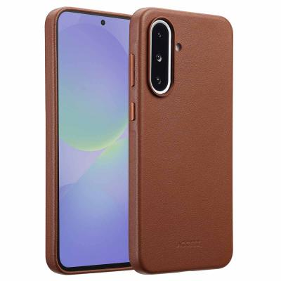 Accezz Coque arri&egrave;re en cuir avec MagSafe Samsung Galaxy A36 / A56 - Marron caf&eacute;
