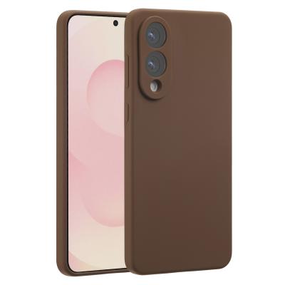 ACCEZZ Coque pour Samsung Galaxy S25 Edge en silicone New Tea Brown