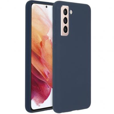 ACCEZZ  Coque Liquid Silicone Samsung Galaxy S21 - Bleu fonc&eacute;