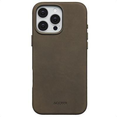 ACCEZZ Coque pour iPhone 16 Pro Max Cuir v&eacute;ritable Rustic Brown