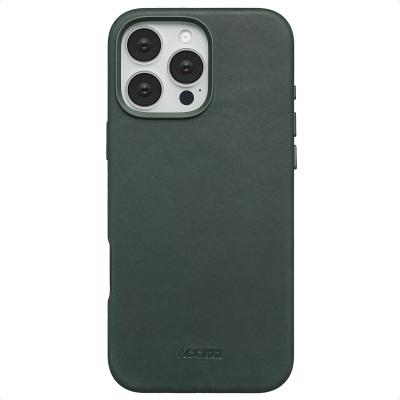 ACCEZZ Coque pour iPhone 16 Pro Max Cuir v&eacute;ritable Smokey Vert