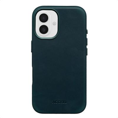 ACCEZZ  Coque MagSafe en cuir vintage Apple iPhone 16 - Smokey Green
