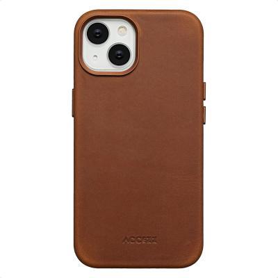 ACCEZZ  Coque MagSafe en cuir vintage iPhone 14 - Tabacco Cognac