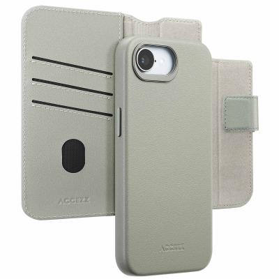 ACCEZZ  &Eacute;tui de t&eacute;lephone portefeuille en cuir 2-en-1 avec MagSafe Apple iPhone 16e - Light Grey