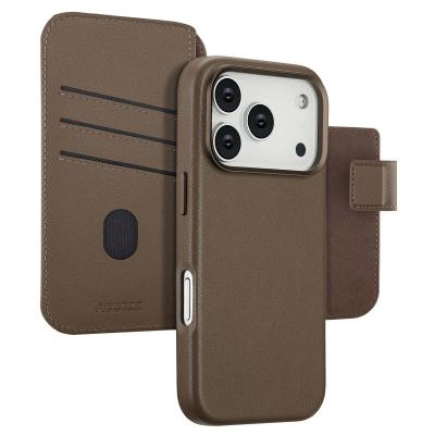 ACCEZZ  &Eacute;tui de t&eacute;lephone portefeuille en cuir 2-en-1 avec MagSafe Apple iPhone 17 Pro - Marron caf&eacute;