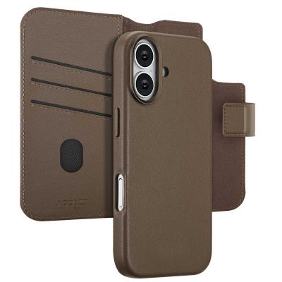 ACCEZZ  &Eacute;tui de t&eacute;lephone portefeuille en cuir 2-en-1 avec MagSafe Apple iPhone 17 - Marron caf&eacute;