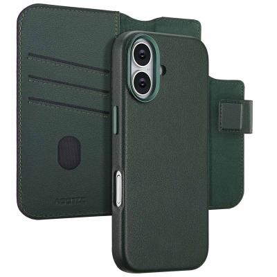 ACCEZZ  &Eacute;tui de t&eacute;lephone portefeuille en cuir 2-en-1 avec MagSafe Apple iPhone 17 - Cedar Green