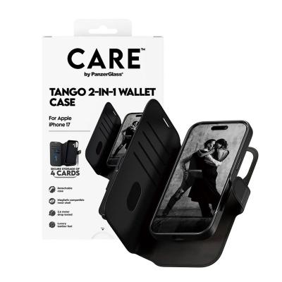 CARE BY PANZERGLASS  &Eacute;tui de t&eacute;lephone portefeuille Tango 2 en 1 avec MagSafe Apple iPhone 17 - Noir