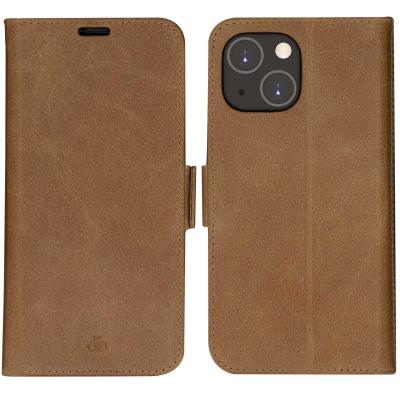 DBRAMANTE1928 Folio Apple iPhone 14 en Cuir Copenhagen Slim Tan  - Neuf