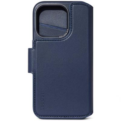 DECODED  Portefeuille d&eacute;tachable 2 en 1 en cuir iPhone 15 Pro Max - Bleu fonc&eacute;