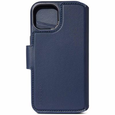 DECODED  Portefeuille d&eacute;tachable 2 en 1 en cuir iPhone 15 - Bleu fonc&eacute;