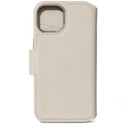 DECODED  Portefeuille d&eacute;tachable 2 en 1 en cuir iPhone 15 - Clay