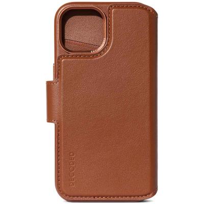 DECODED  Portefeuille d&eacute;tachable 2 en 1 en cuir iPhone 15 Plus - Brun