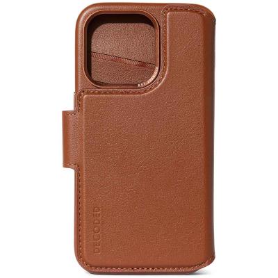DECODED  Portefeuille d&eacute;tachable 2 en 1 en cuir iPhone 15 Pro Max - Brun