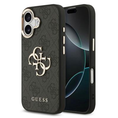 GUESS  Coque 4G Metal Logo Backcover Apple iPhone 17 - Gold Edge - Black