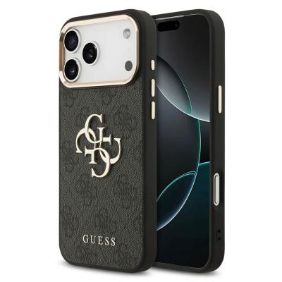 Guess Coque 4g Metal Logo Backcover Iphone 17 Pro Max Gold Edge Black