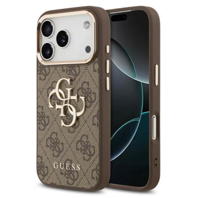 GUESS  Coque 4G Metal Logo Backcover Apple iPhone 17 Pro Max - Gold Edge - Brown
