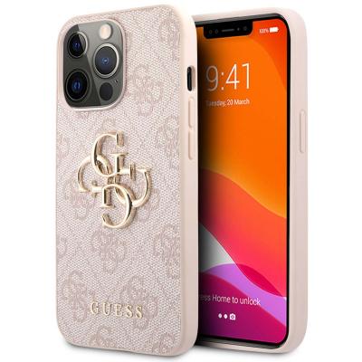 GUESS  Coque 4G Metal Logo Backcover iPhone 13 Pro - Rose / Dor&eacute;e