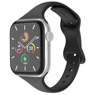IMOSHION  Bracelet slim en silicone Apple Watch Series 1 t/m 11 / SE / Ultra (44/45/46/49 mm) - Noir