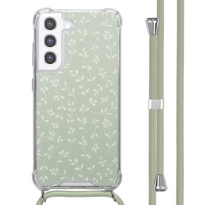 IMOSHION Coque pour Samsung Galaxy S21 FE Plastique Smoke Vert Fleurs