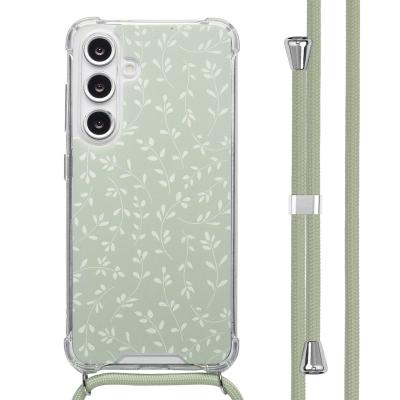 IMOSHION Coque pour Samsung Galaxy S24 FE Plastique Smoke Vert Fleurs