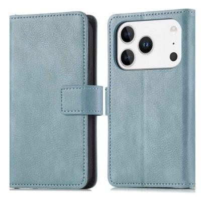 IMOSHION Coque pour iPhone 17 Pro Similicuir Bleu a&eacute;rien
