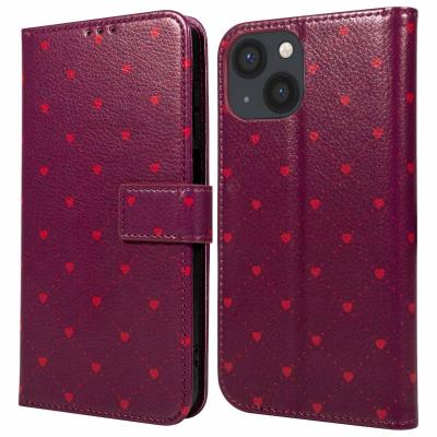 IMOSHION Coque adapt&eacute; &agrave; Apple iPhone 13 -  &Eacute;tui de t&eacute;lephone portefeuille Design - Rouge
