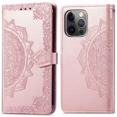 IMOSHION Coque pour iPhone 13 Pro Similicuir Rose