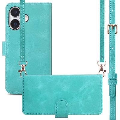 IMOSHION Coque pour iPhone 16 Similicuir Turquoise