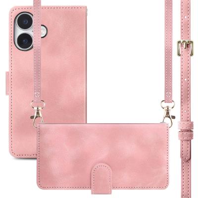 IMOSHION  Etui de t&eacute;lephone portefeuille avec cordon Apple iPhone 16 - Roze