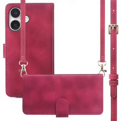 IMOSHION  Etui de t&eacute;lephone portefeuille avec cordon Apple iPhone 16 - Rood