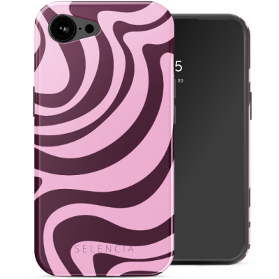 Coque pour iPhone 16e Plastique Wavy Swirl Pink Prune