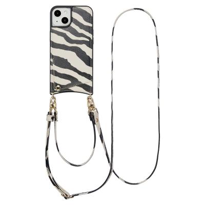 SELENCIA  Coque de t&eacute;lephone Nova avec cordon et porte-cartes Apple iPhone 14 / 13 - Zazzy Zebra