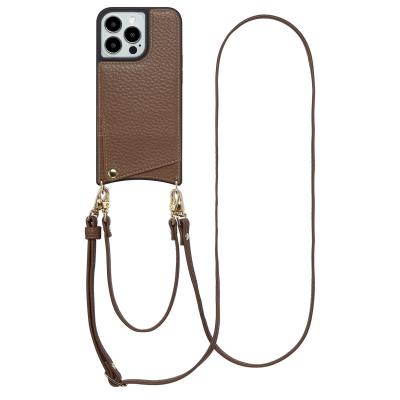 SELENCIA  Coque de t&eacute;lephone Nova avec cordon et porte-cartes iPhone 13 Pro - Mocha Brown