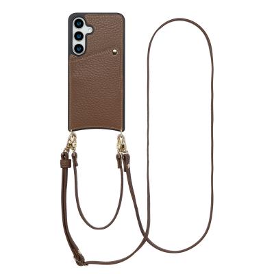 SELENCIA  Coque de t&eacute;lephone Nova avec cordon et porte-cartes Samsung Galaxy S24 / S25 - Mocha Brown