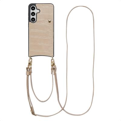 SELENCIA  Coque de t&eacute;lephone Nova Croco avec cordon et porte-cartes Samsung Galaxy S24 / S25 - Beige