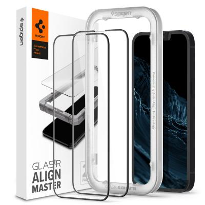 SPIGEN Lot de 2 Verres Tremp&eacute;s iPhone 13 / 13 Pro pour ALM Full Screen Noir