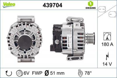 VALEO  439704 Alternateur 14V 180A MERCEDES-BENZ: GLK, Classe E Berline, Classe E Break
