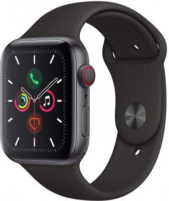 Apple Watch Series 5 GPS + Cellular 44mm aluminium gris bracelet sport noir - bon &eacute;tat