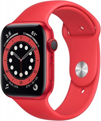 Apple Watch Series 6 (2020) GPS + Cellular 44 mm - Aluminium Rouge - Bracelet sport Rouge