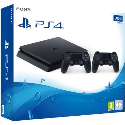 Sony Playstation 4 slim 500 Go noir [incl. 2 manettes sans fil]