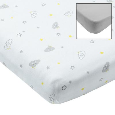 BABYCALIN Lot de 2 draps housse b&eacute;b&eacute; en coton gris et blanc 70x140 cm