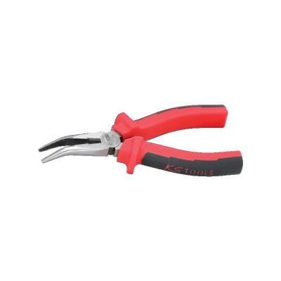 KS TOOLS Pince &agrave; becs demi-ronds coud&eacute;, &agrave; poign&eacute;e bi-composants, L. 210 mm