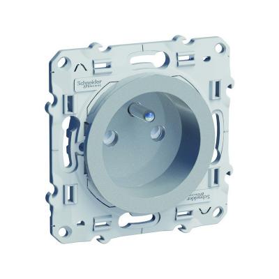 SCHNEIDER ELECTRIC Prise de courant 2 P&ocirc;les + Terre  Odace Aluminium