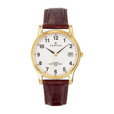 CERTUS  - 611235 - Montre Homme - Quartz Analogique - Cadran Blanc - Bracelet Cuir Marron